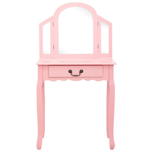 Sminkbord med pall rosa 65x36x128 cm kejsarträ MDF
