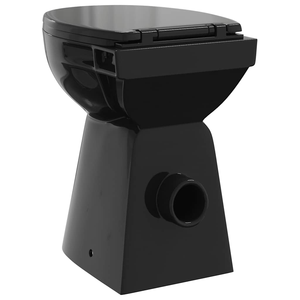 Kantlös toalett 7 cm extra höjd mjukstängande svart keramik