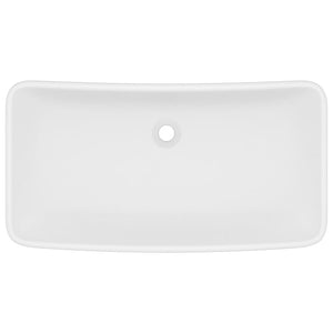 Lyxigt rektangulärt handfat matt vit 71x38 cm keramik