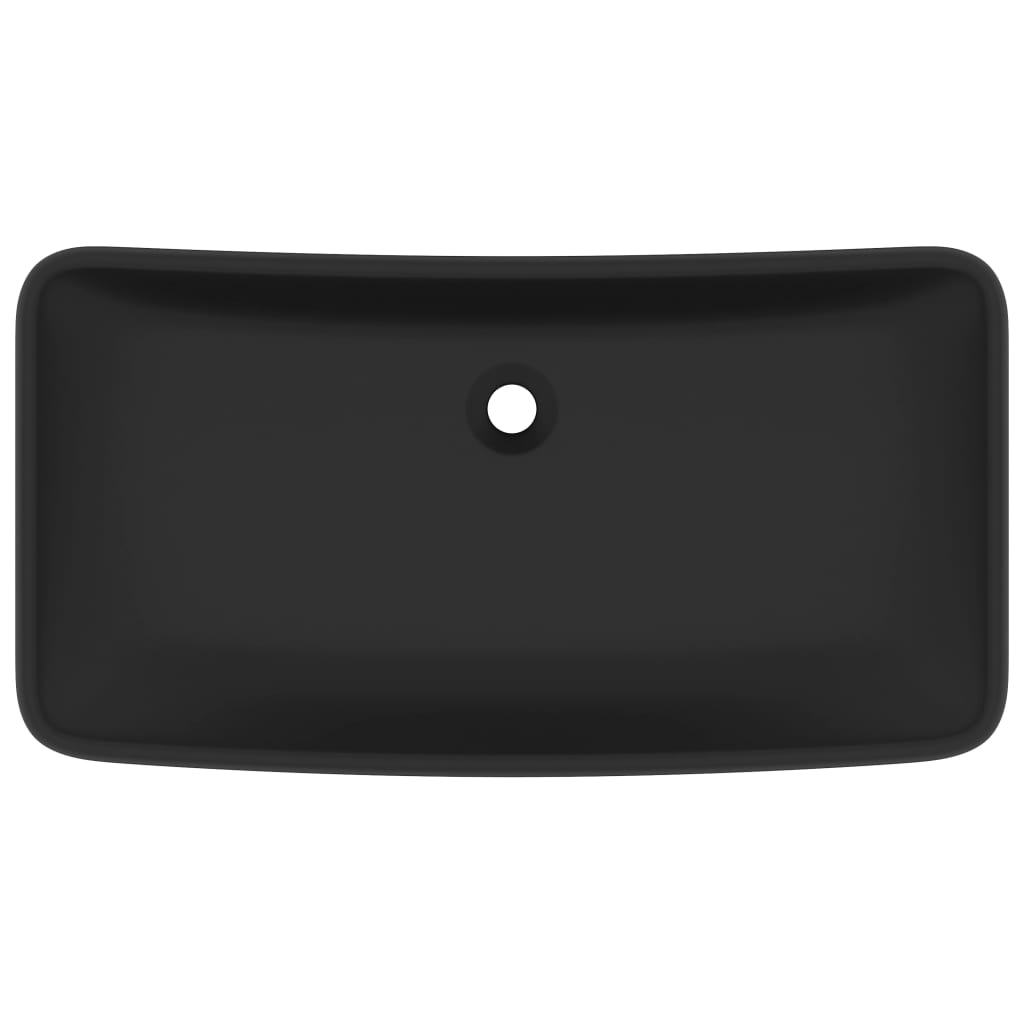 Lyxigt rektangulärt handfat matt svart 71x38 cm keramik