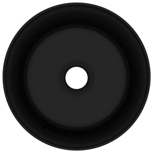 Lyxigt runt handfat matt svart 40x15 cm keramik