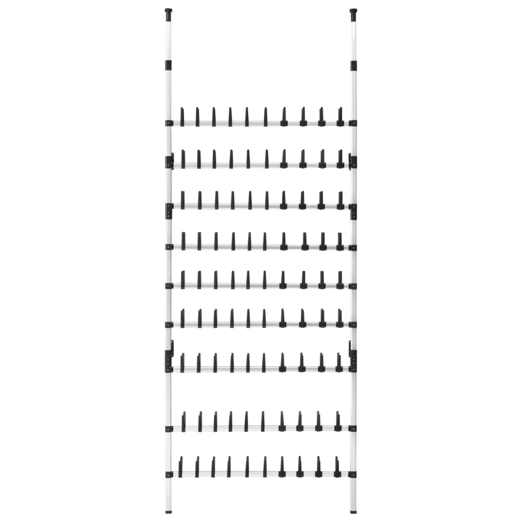 Teleskopisk skohylla med stänger aluminium