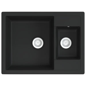 Diskho med bräddavlopp dubbla hoar svart granit