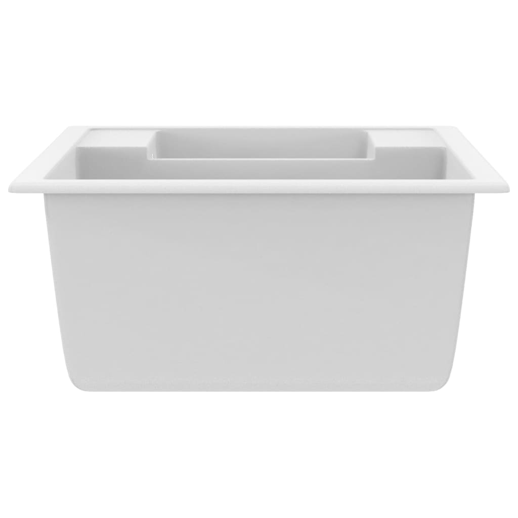 Diskho med bräddavlopp dubbla hoar vit granit