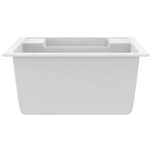 Diskho med bräddavlopp dubbla hoar vit granit