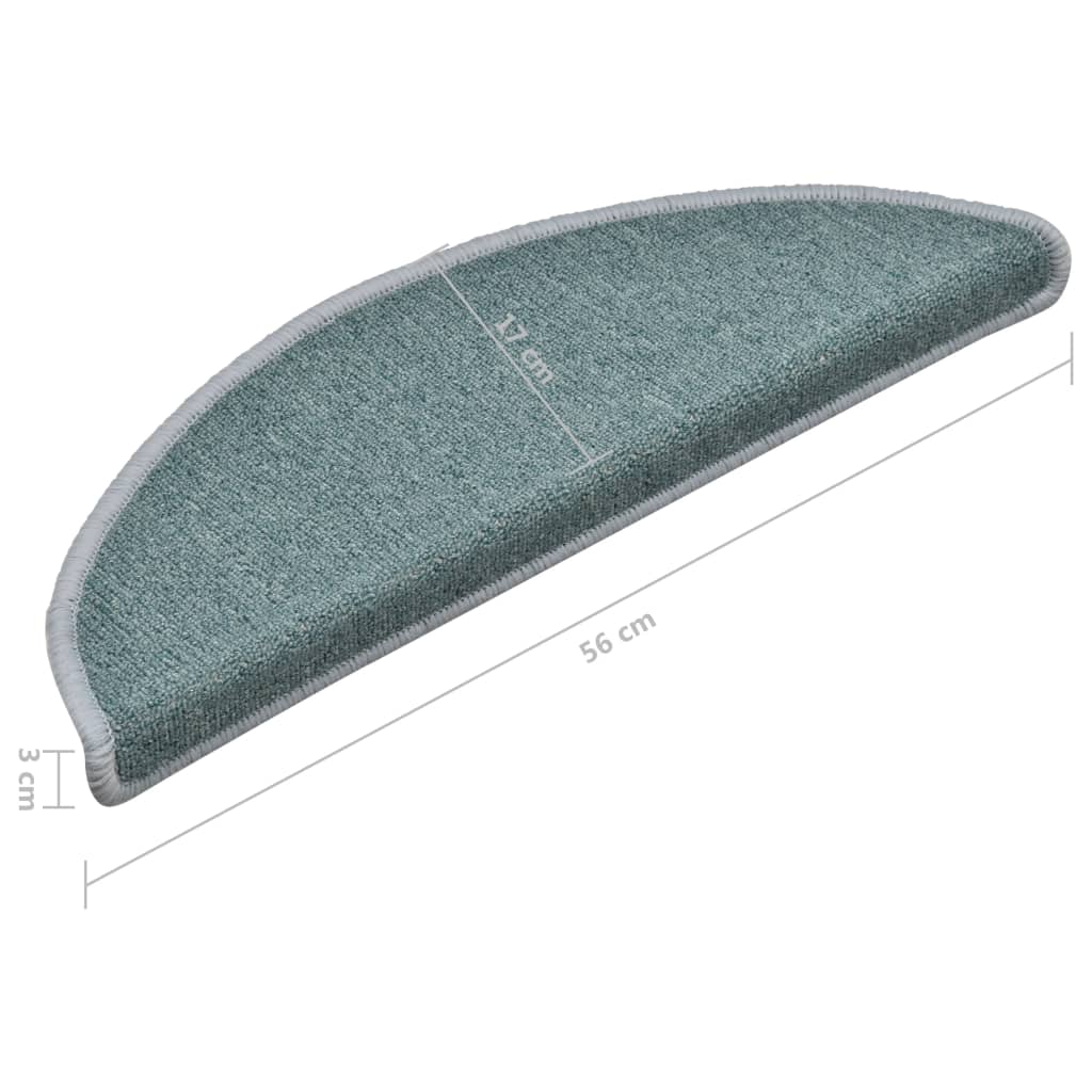 Trappmattor 15 st 56x17x3 cm havsblå halvrunda