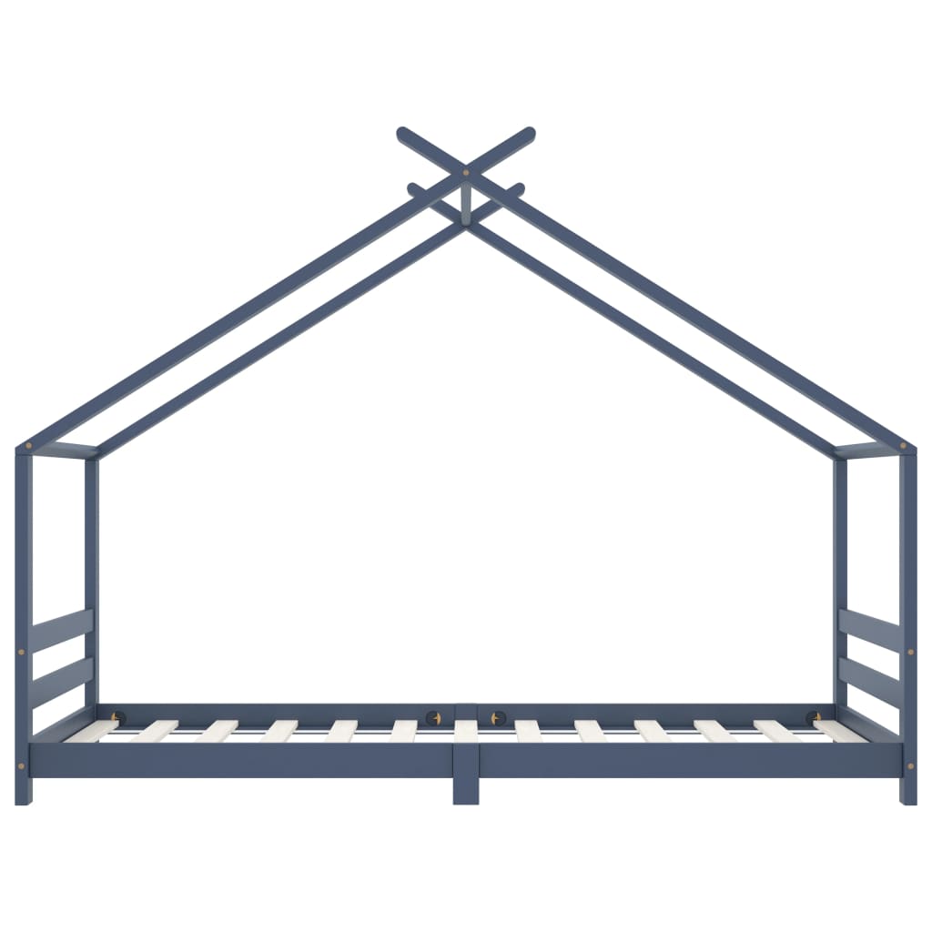 Barnsäng grå massiv furu 90x200 cm