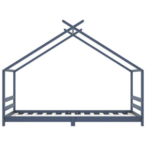 Barnsäng grå massiv furu 90x200 cm