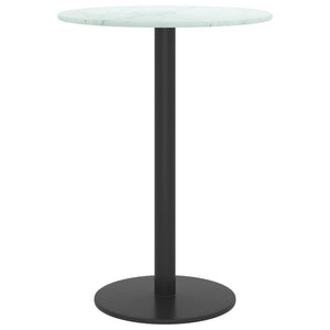 Bordsskiva vit Ø30x0,8 cm härdat glas med marmortextur