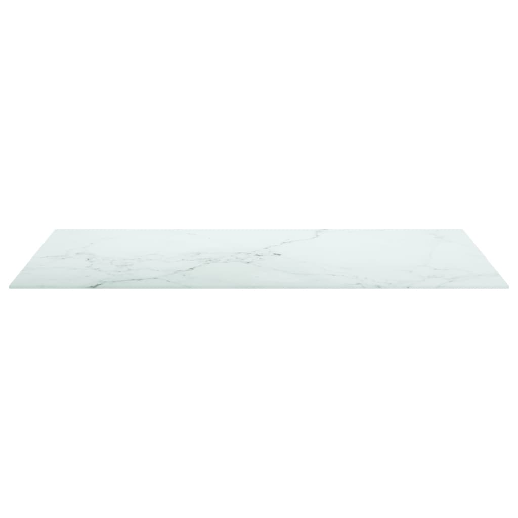 Bordsskiva vit 100x62 cm 8 mm härdat glas med marmortextur