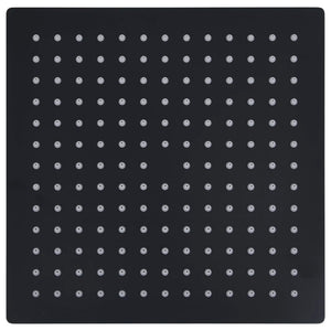 Takduschhuvud rostfritt stål 25x25 cm fyrkantigt svart