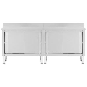 Arbetsbänk med skjutdörrar 2 st 200x50x(95-97)cm rostfritt stål