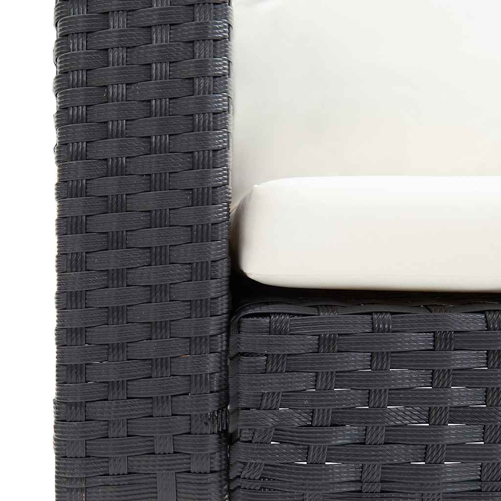 Trädgårdssoffa 2-sits med dynor konstrotting svart