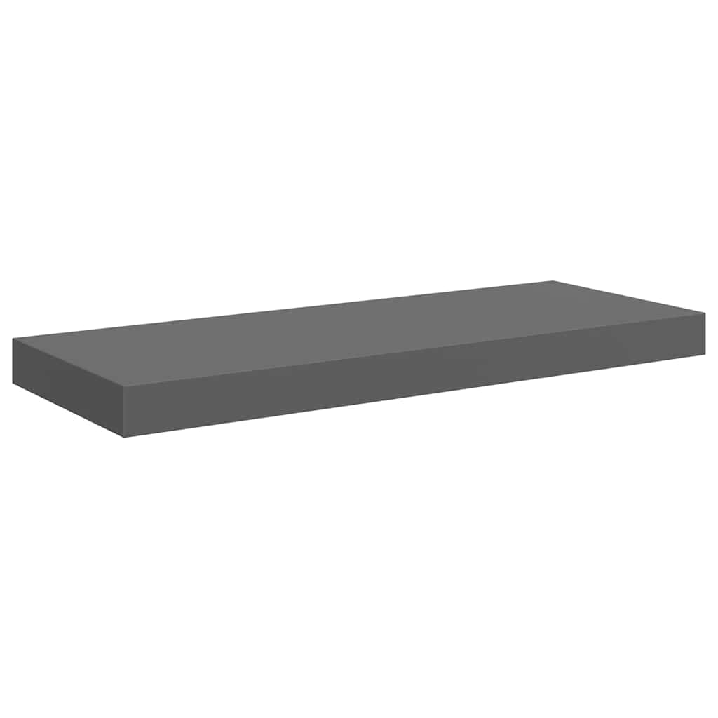 Svävande vägghylla grå högglans 60x23,5x3,8 cm MDF