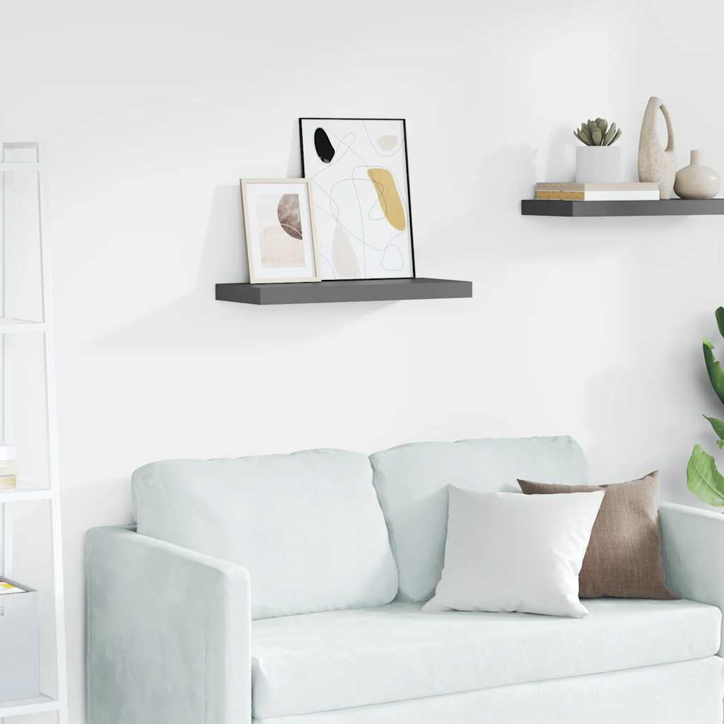 Svävande vägghylla grå högglans 60x23,5x3,8 cm MDF