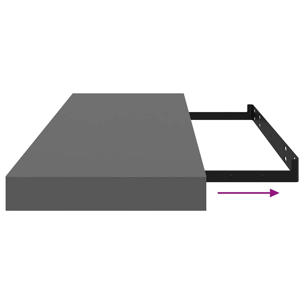 Svävande vägghylla grå högglans 80x23,5x3,8 cm MDF