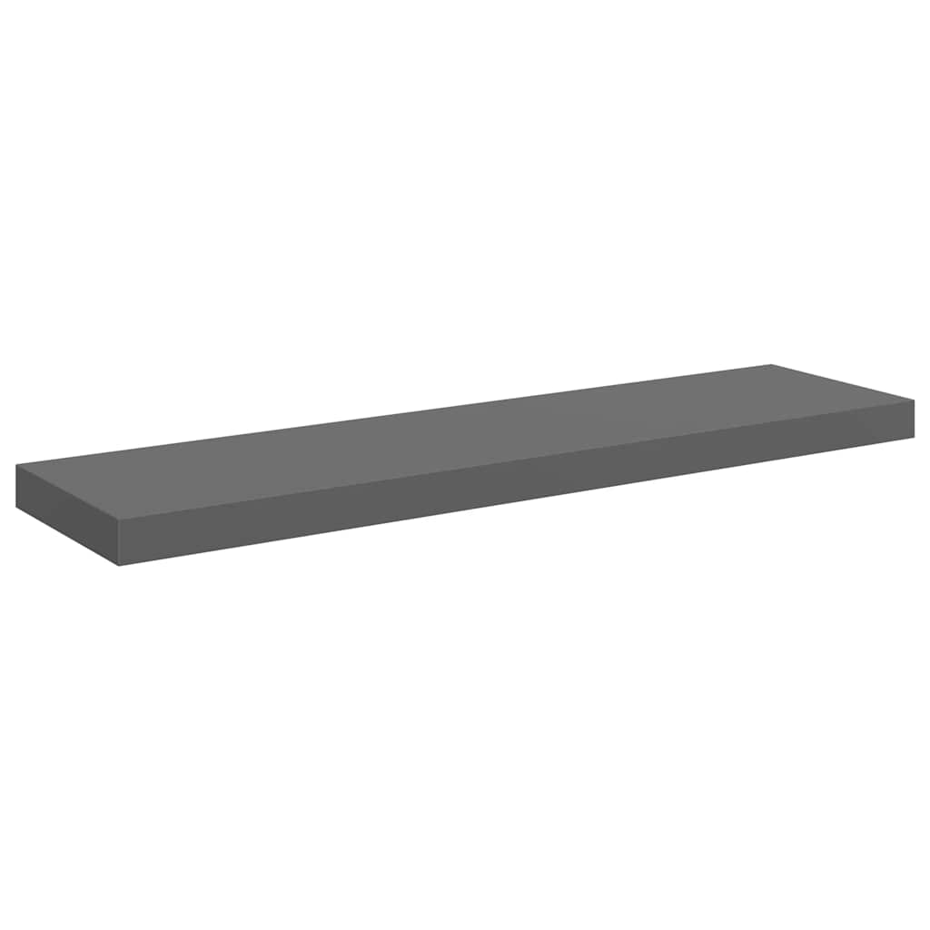 Svävande vägghylla grå högglans 90x23,5x3,8 cm MDF