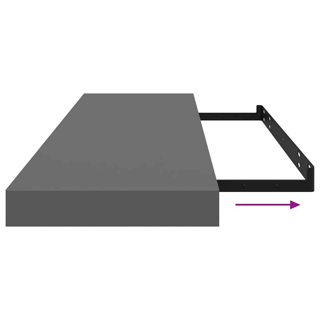 Svävande vägghyllor 4 st grå högglans 90x23,5x3,8 cm MDF