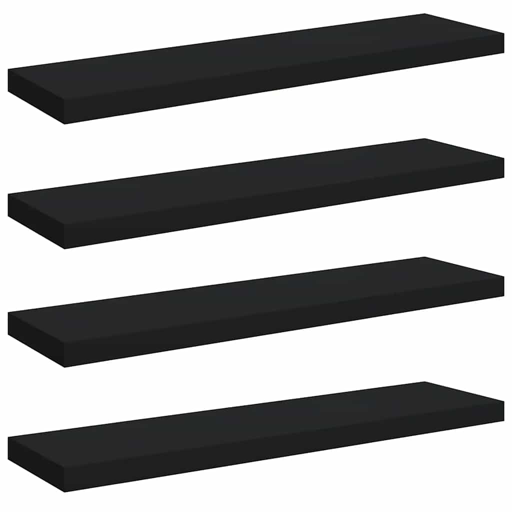 Svävande vägghyllor 4 st svart 90x23,5x3,8 cm MDF