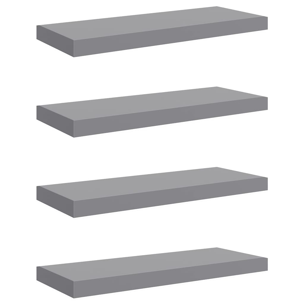 Svävande vägghyllor 4 st grå 60x23,5x3,8 cm MDF
