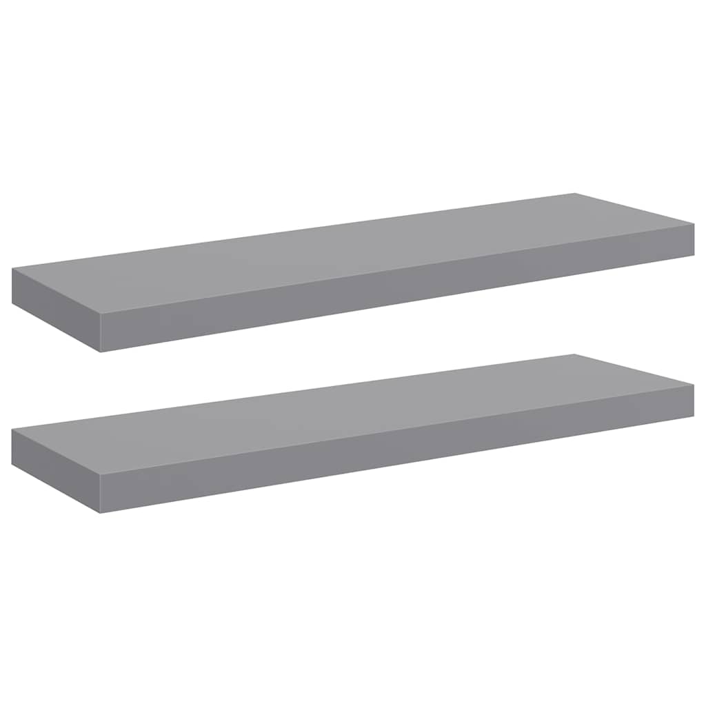 Svävande vägghyllor 2 st grå 80x23,5x3,8 cm MDF