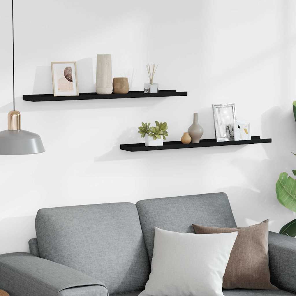 Tavellist 2 st svart 80x9x3 cm MDF