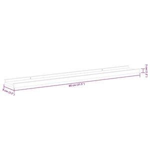 Tavellist 2 st svart 80x9x3 cm MDF