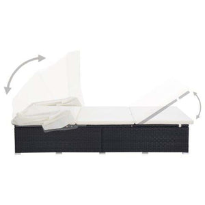 Solsäng för 2 personer med dyna konstrotting svart