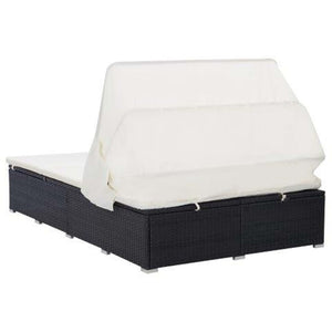 Solsäng för 2 personer med dyna konstrotting svart