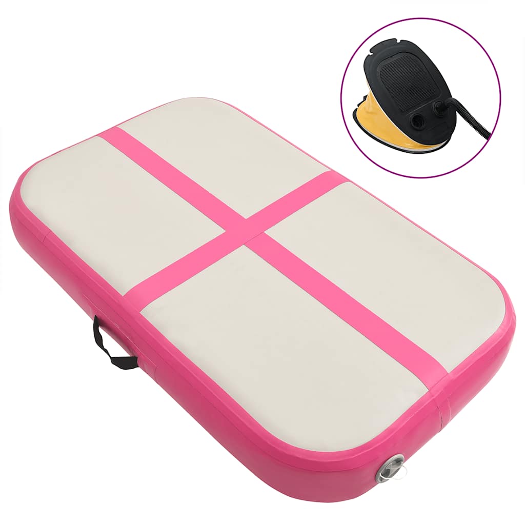Uppblåsbar gymnastikmatta med pump 60x100x10 cm PVC rosa