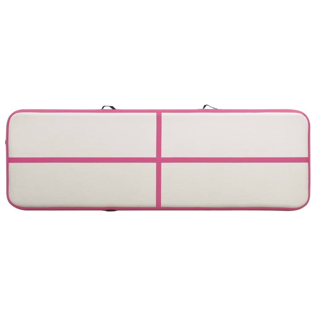 Uppblåsbar gymnastikmatta med pump 300x100x15 cm PVC rosa