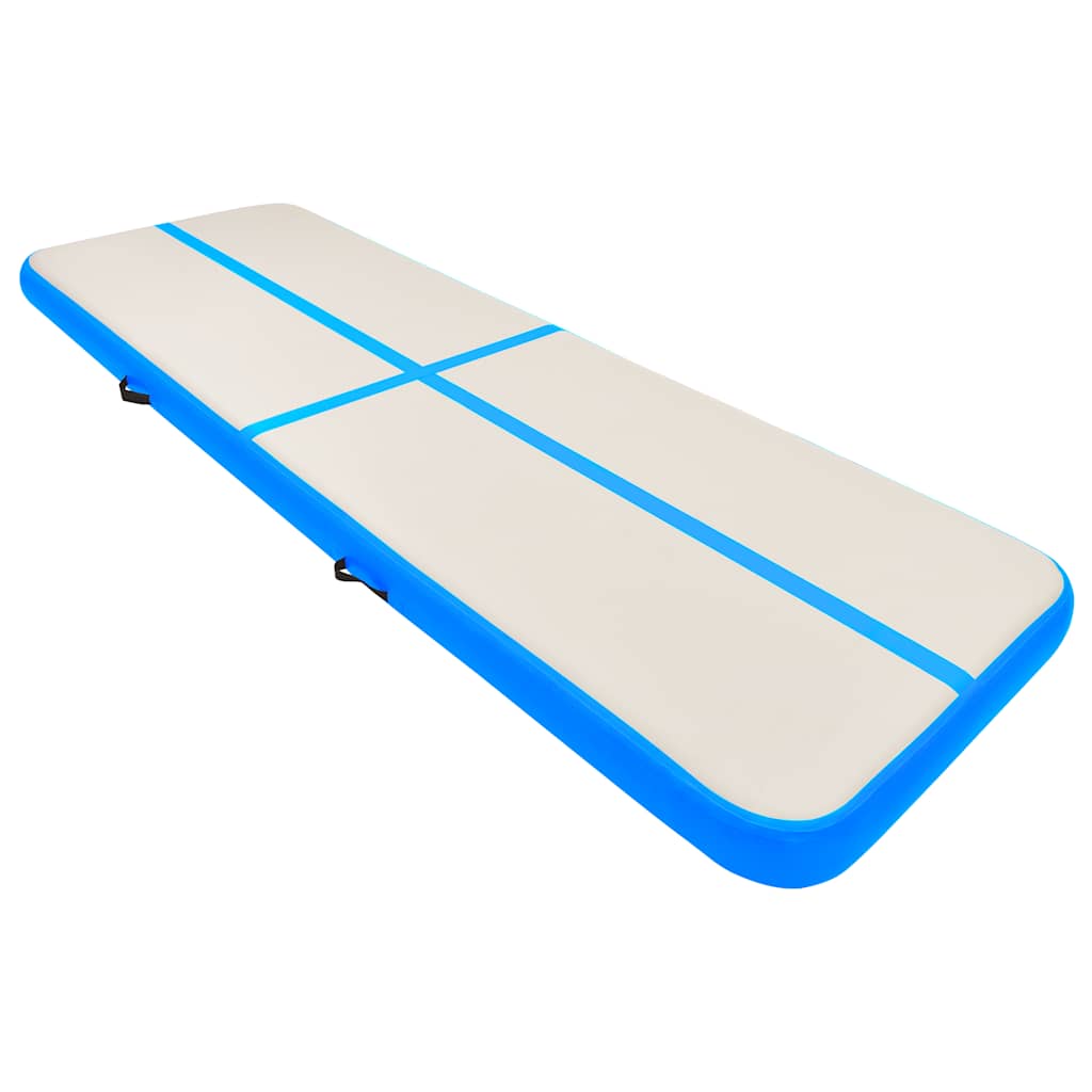 Uppblåsbar gymnastikmatta med pump 300x100x15 cm PVC blå