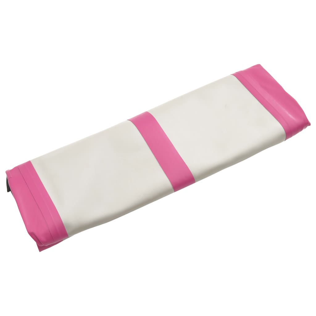 Uppblåsbar gymnastikmatta med pump 400x100x15 cm PVC rosa