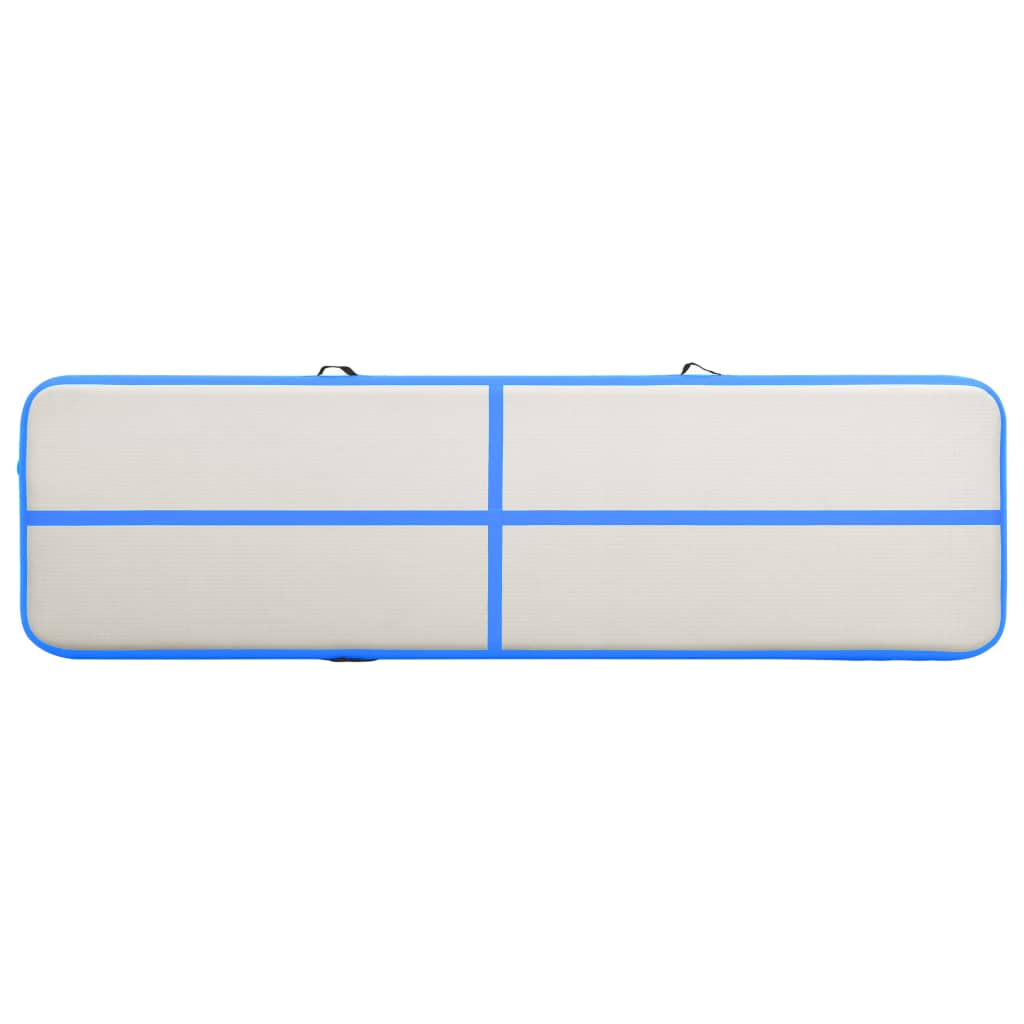 Uppblåsbar gymnastikmatta med pump 800x100x15 cm PVC blå