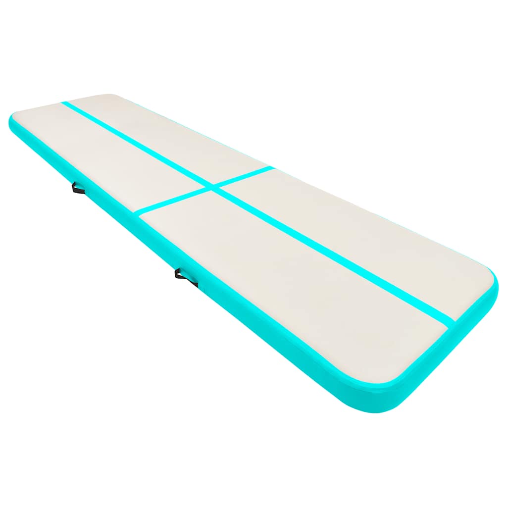 Uppblåsbar gymnastikmatta med pump 600x100x20 cm PVC grön
