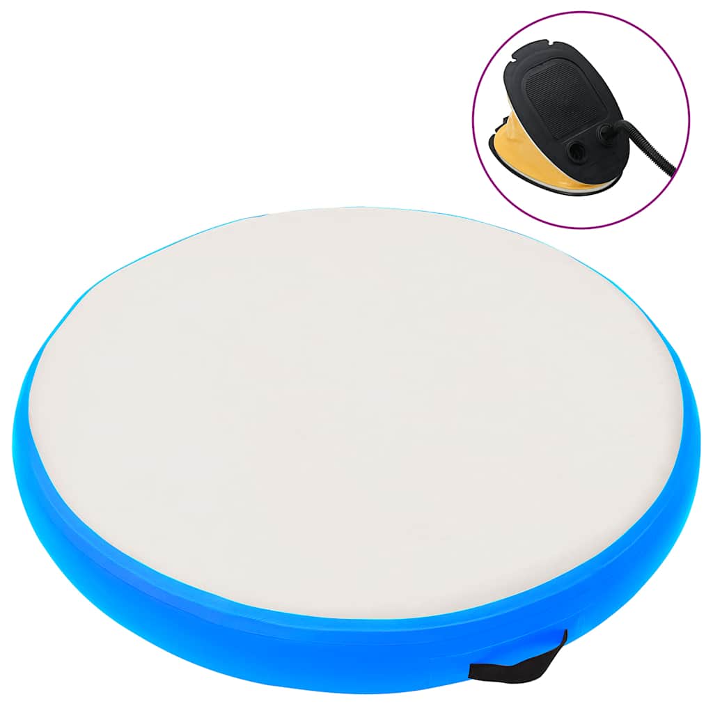 Uppblåsbar gymnastikmatta med pump 100x100x15 cm PVC blå