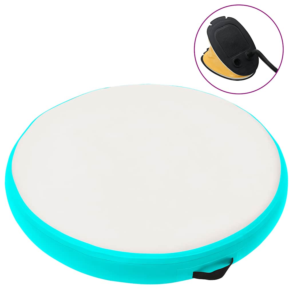 Uppblåsbar gymnastikmatta med pump 100x100x20 cm PVC grön