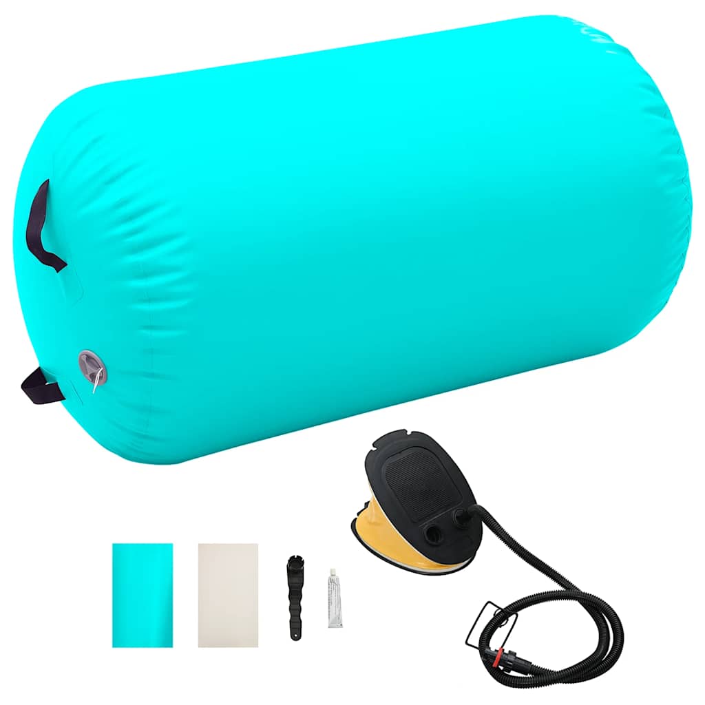 Uppblåsbar gymnastikrulle med pump 100x60 cm PVC grön
