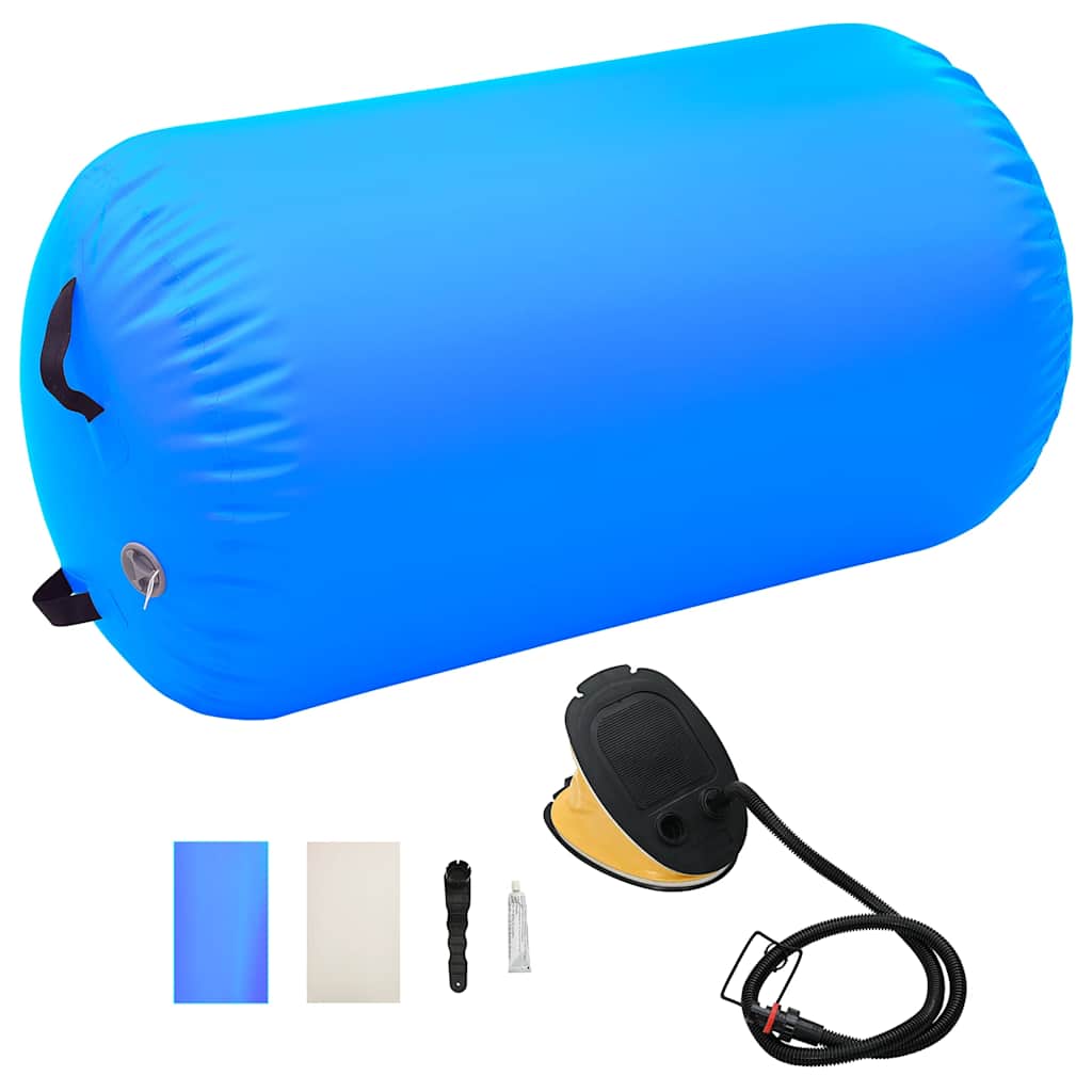 Uppblåsbar gymnastikrulle med pump 100x60 cm PVC blå