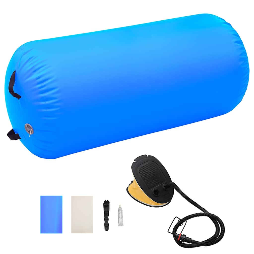Uppblåsbar gymnastikrulle med pump 120x75 cm PVC blå