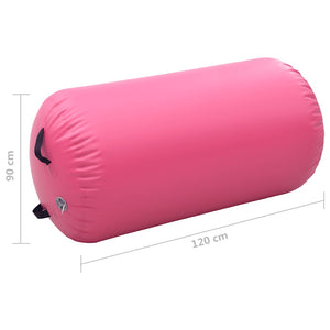 Uppblåsbar gymnastikrulle med pump 120x90 cm PVC rosa