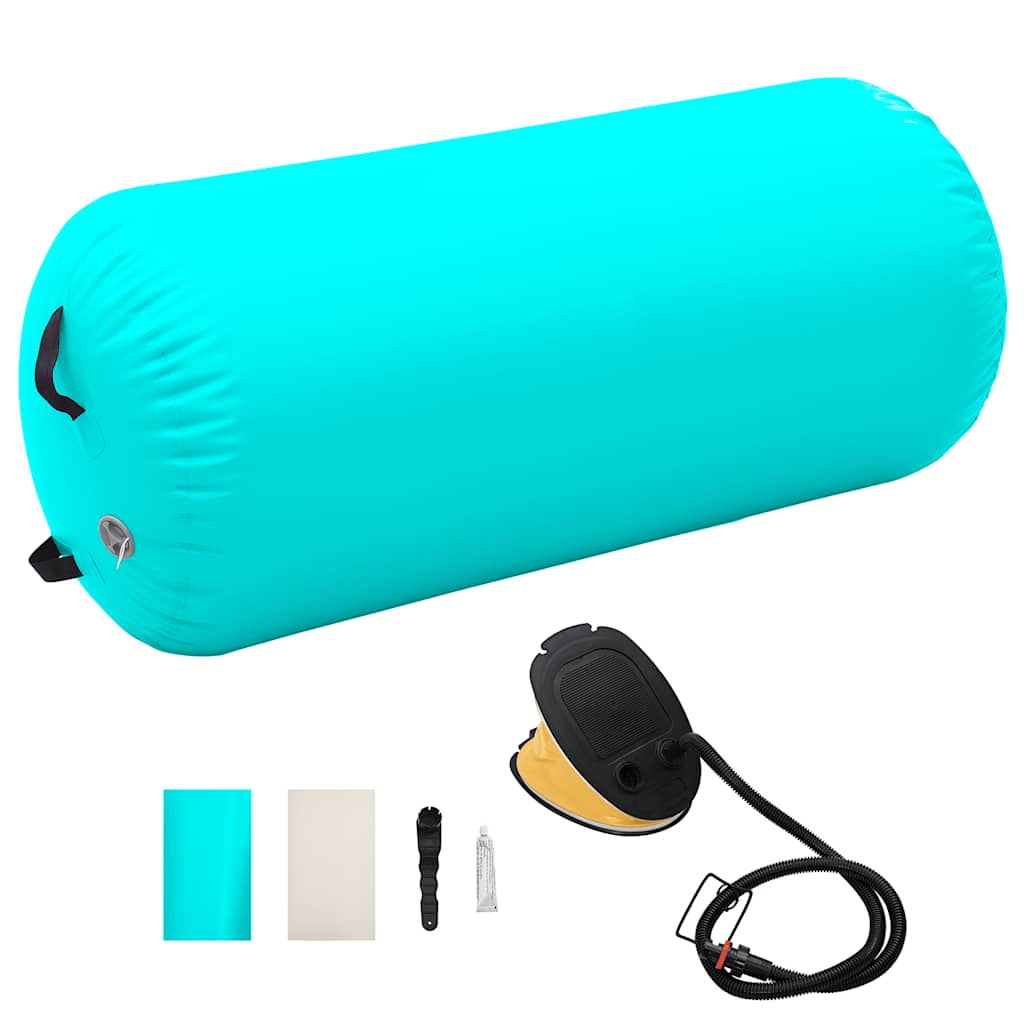 Uppblåsbar gymnastikrulle med pump 120x90 cm PVC grön