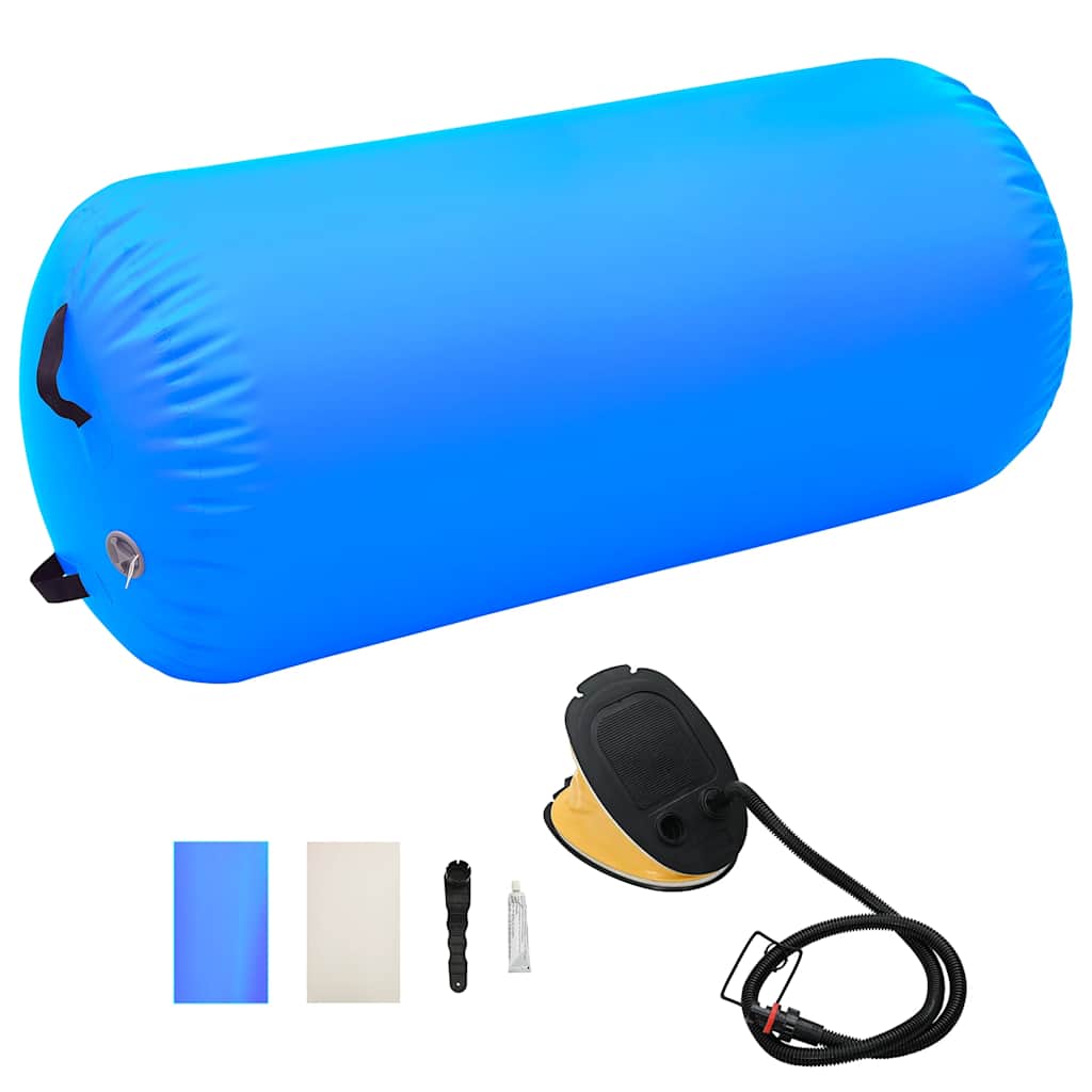Uppblåsbar gymnastikrulle med pump 120x90 cm PVC blå