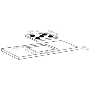 Keramikhäll med 5 plattor touchkontroll 90 cm 8500 W
