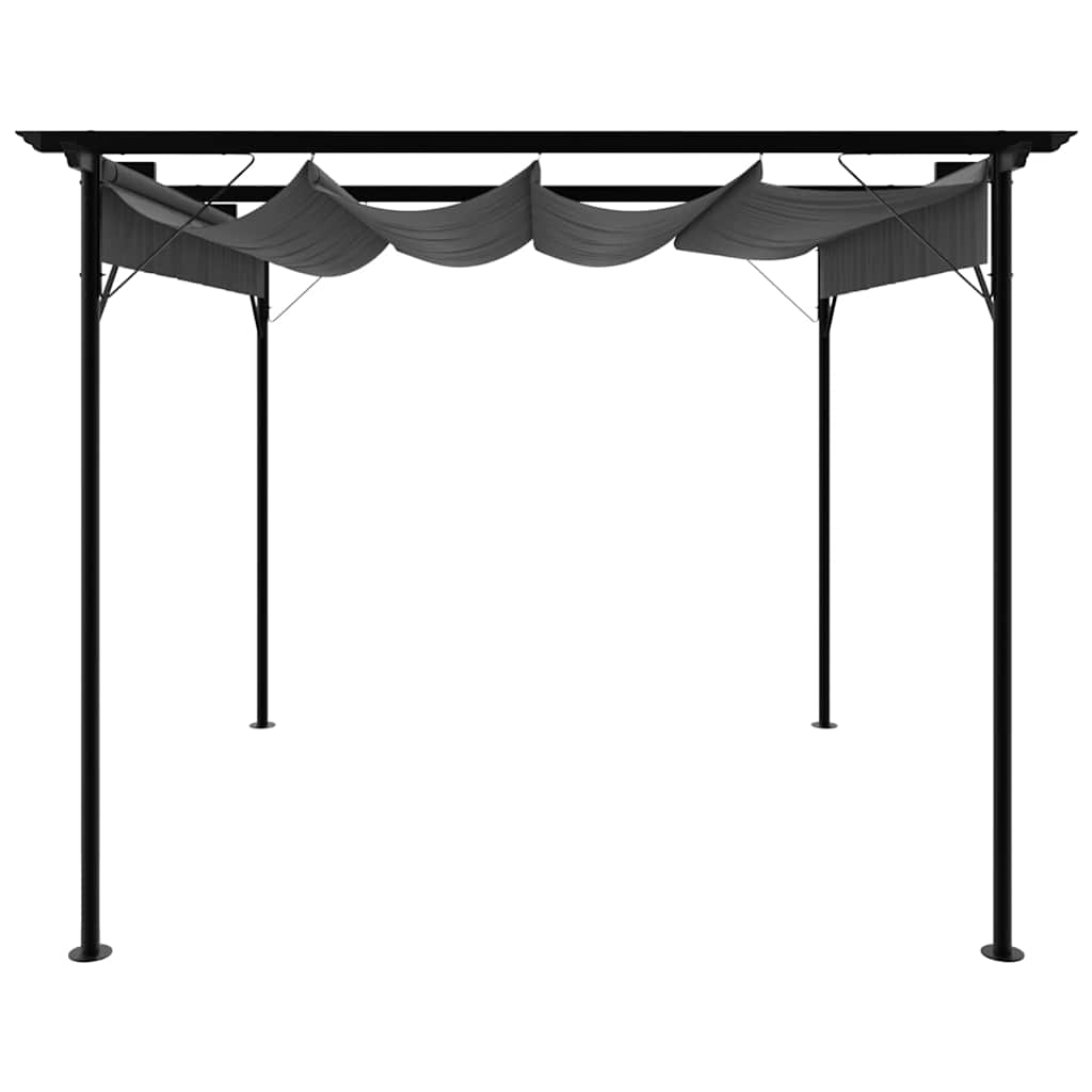 Pergola med infällbart tak antracit 3x3 m stål 180 g/m²