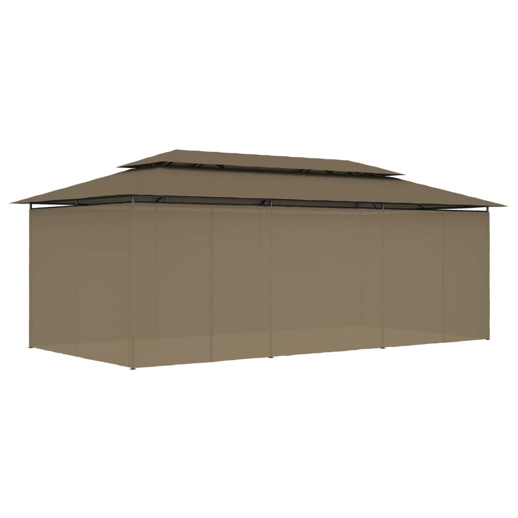 Paviljong med draperier 600x298x270 cm taupe 180 g/m²