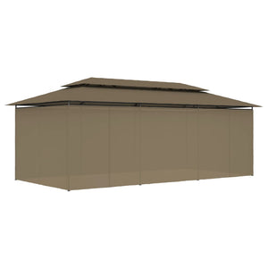Paviljong med draperier 600x298x270 cm taupe 180 g/m²