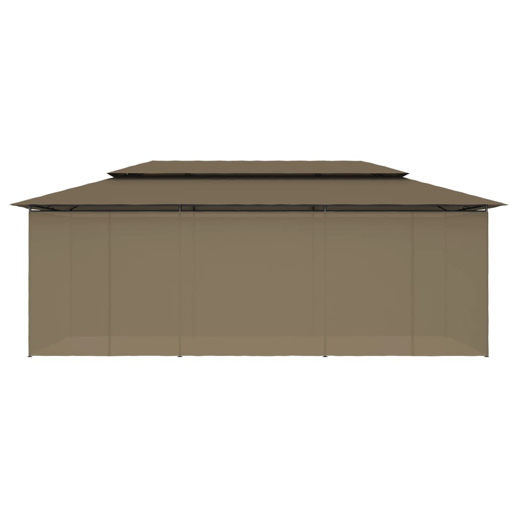 Paviljong med draperier 600x298x270 cm taupe 180 g/m²