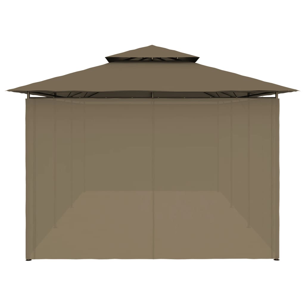 Paviljong med draperier 600x298x270 cm taupe 180 g/m²