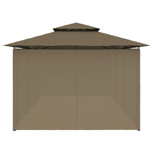 Paviljong med draperier 600x298x270 cm taupe 180 g/m²